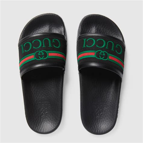 black gucci slides boys|kids Gucci slides size 6.